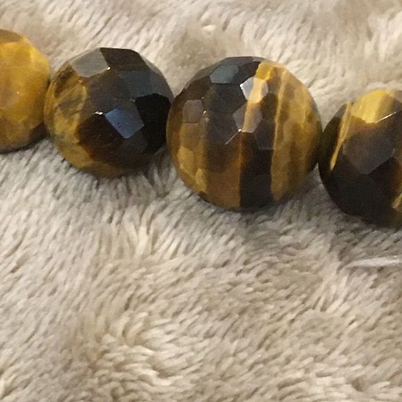 VINTAGE Sterling Silver Faceted Tigers Eye Necklace - Picture 8 of 11
